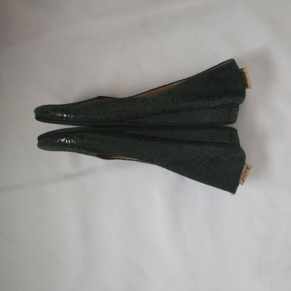 French Sole FS/NY Dark Green Leopard Print Zeppa Semi-Wedge Shoe Women's 7.5 - Picture 7 of 10